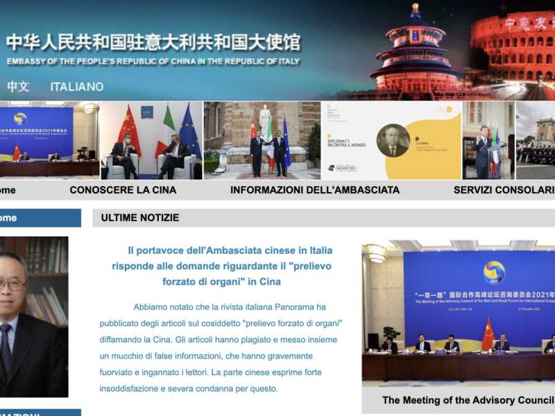 L'ambasciata cinese in Italia ora sembra quella russa
