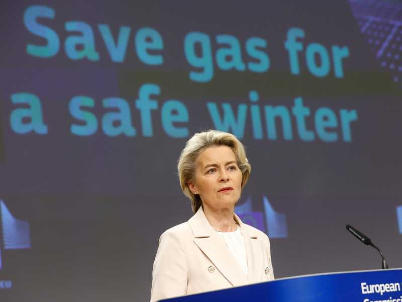 <span style="font-family: Arial, Verdana, sans-serif; font-size: 12px;">Ursula Von Der Leyen, presidente della Commissione europea, durante una conferenza stampa (Ansa)</span>