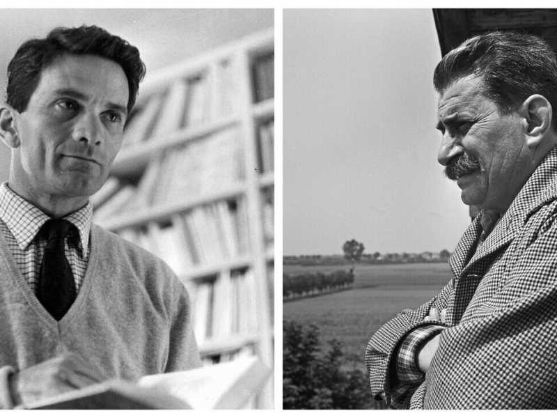 Pier Paolo Pasolini e Giovanni Guareschi (Foto Olycom)