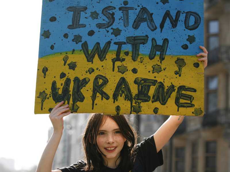 Una marcia a sostegno dell'Ucraina nel marzo 2022, Londra (LaPresse)