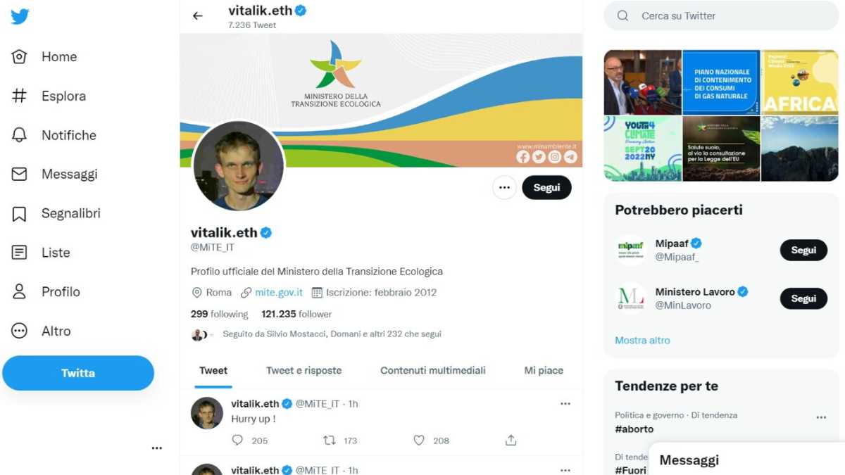 Immagine di Il profilo Twitter del ministero della Transizione ecologica è stato hackerato