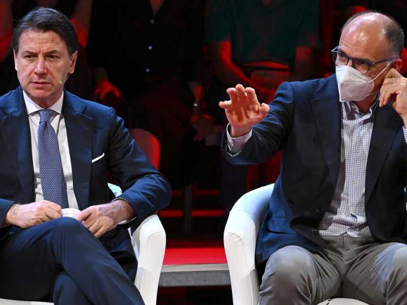 Giuseppe Conte e Enrico Letta (Ansa)