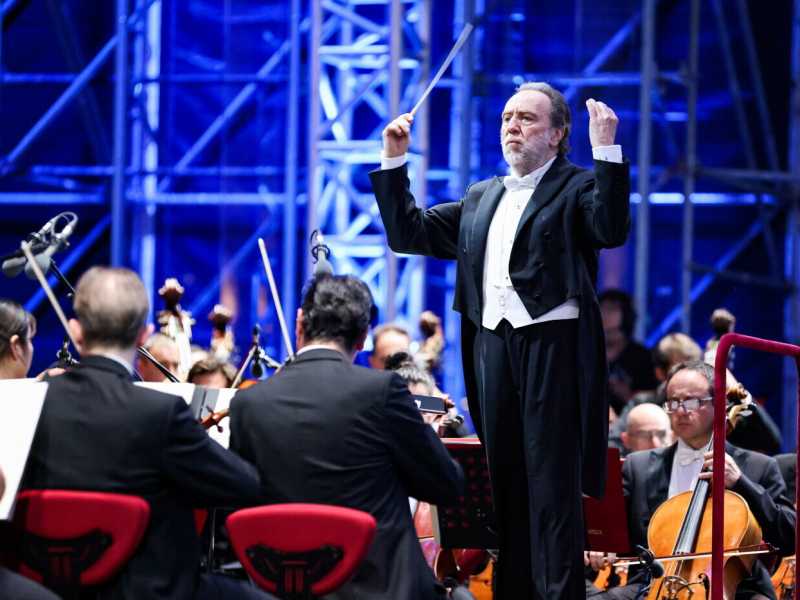 Riccardo Chailly, Concerto Per Milano della Filarmonica della Scala in Piazza Duomo (LaPresse)&nbsp;<br />