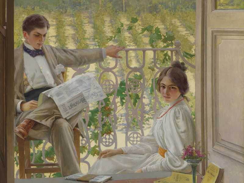 Vittorio Matteo Corcos, “Pomeriggio in terrazza”, particolare, 1900 circa (Wikipedia) <br />
