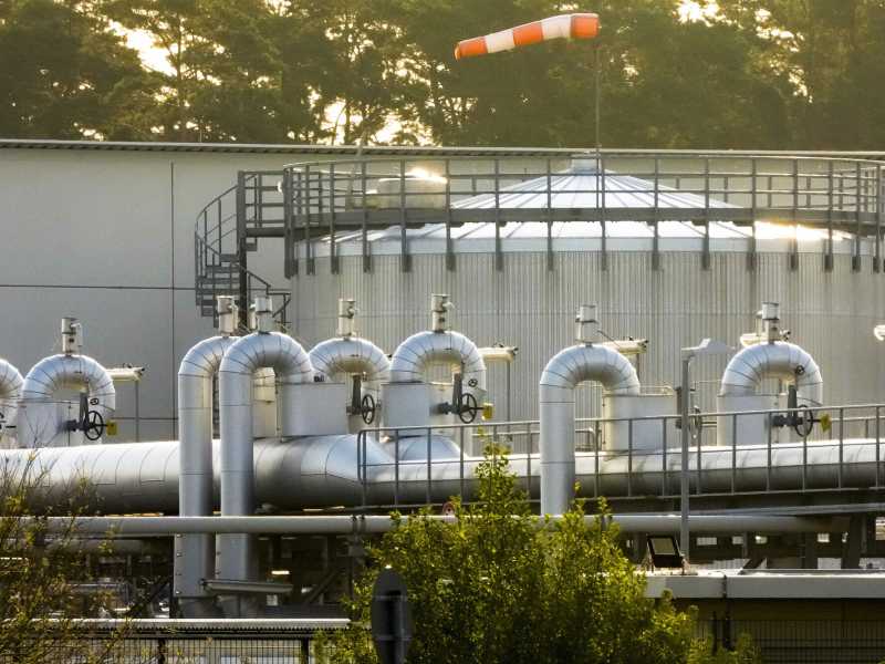  La luce del mattino sull'impianto di approdo del gasdotto Nord Stream 1 a Lubmin, in Germania (Foto AP/Markus Schreiber, File)<br />