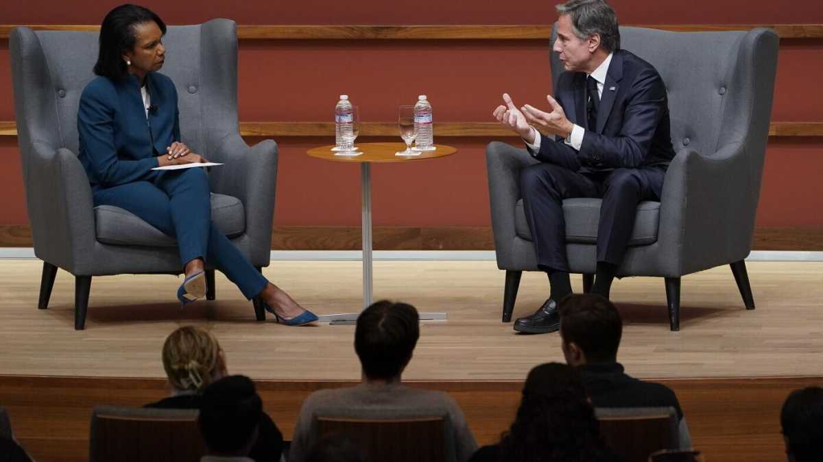 Immagine di Antony Blinken e Condoleezza Rice sul mondo dopo Putin