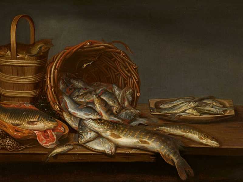 Pieter van Schaeyenborg,"Natura morta con pesce d'acqua dolce" (Wikipedia)<br />