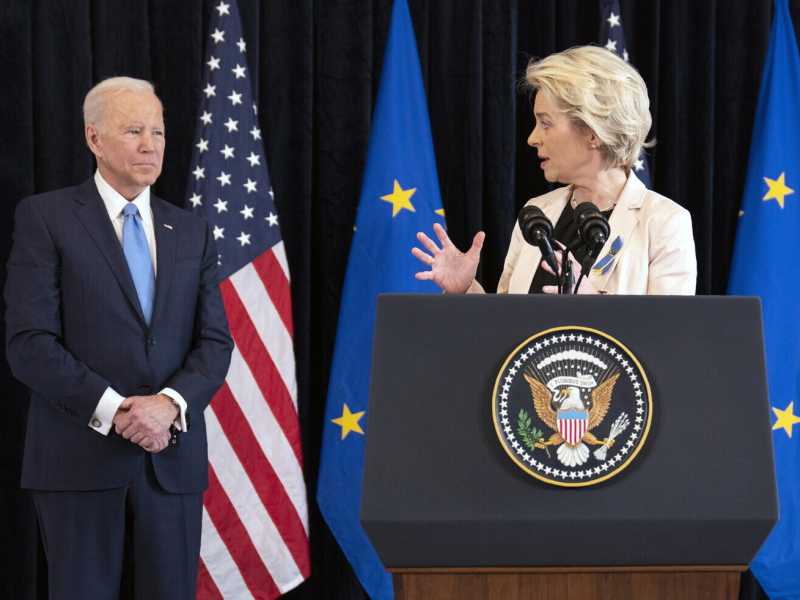 Conferenza del presidente Joe Biden e Ursula von der Leyen a Bruxelles (LaPresse)&nbsp;<br />