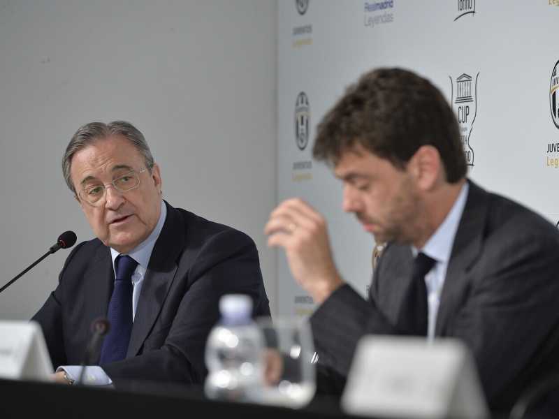 Il presidente del Real Madrid Florentino Perez e quello della Juventus Andrea Agnelli (LaPresse)