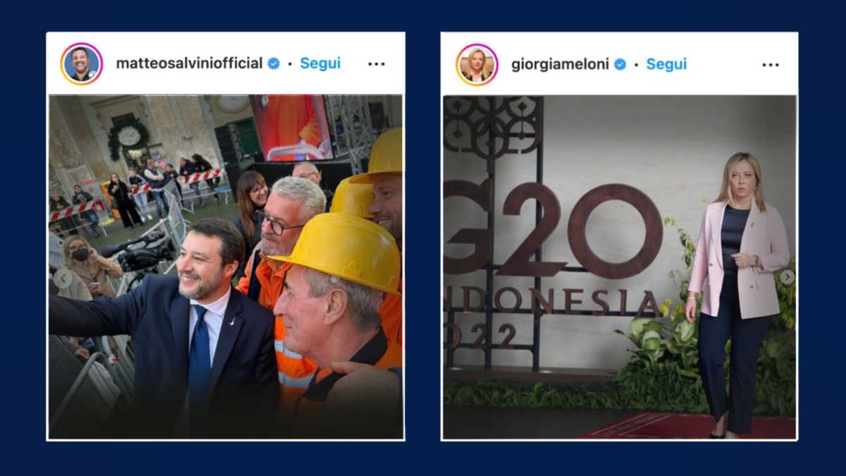 Immagine di L'ultimo sorpasso di Meloni su Salvini è sui social: Palazzo Chigi batte la Bestia