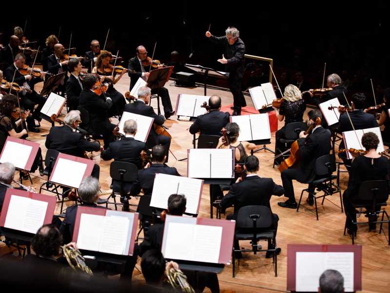 L'orchestra dell'Accademia nazionale di Santa Cecilia diretta da Antonio Pappano durante la Nona di Bruckner (foto: Musacchio, Ianniello & Pasqualini)<br /> <br />