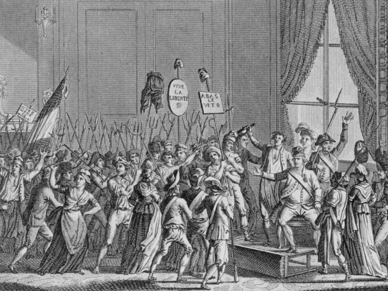 20 giugno 1792: le persone entrano nel castello delle Tuileries durante la Rivoluzione francese. Incisione di Conche Sons (Hulton Archive/Getty)&nbsp;<br />