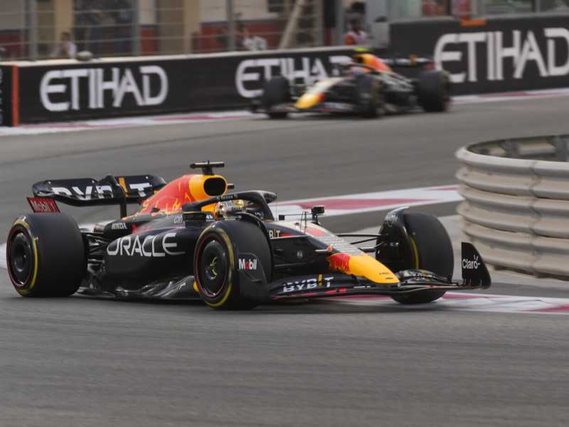 Max Verstappen al Gp di Abu Dhabi (AP Photo/Hussein Malla)<br />
