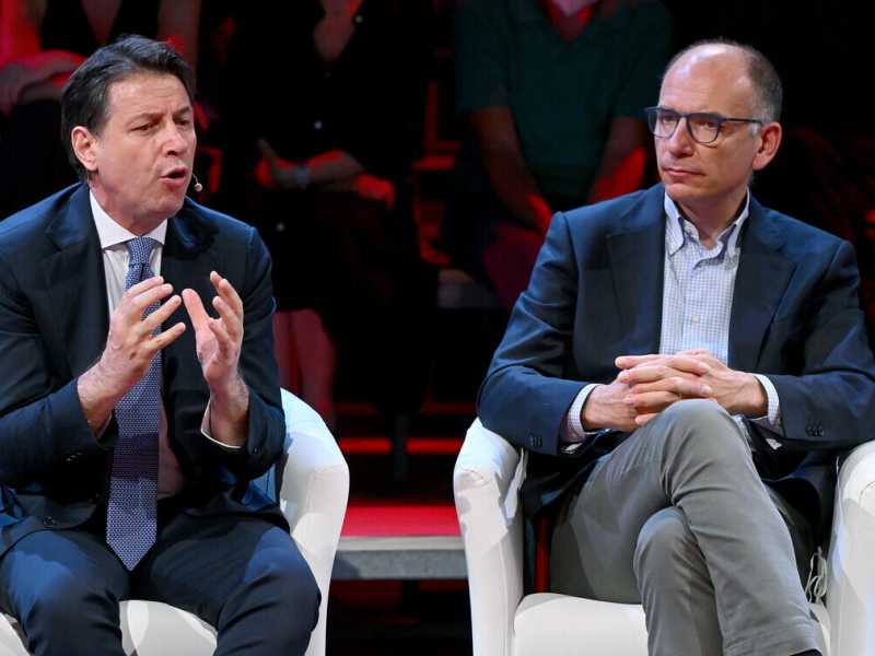 Giuseppe Conte e Enrico Letta (Ansa)