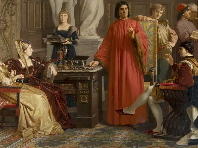 Amos Cassioli, Lorenzo dei Medici mostra a Galeazzo Sforza le suppellettili artistiche da lui raccolte, 1868, Foto Claudio Giusti&nbsp;<br />