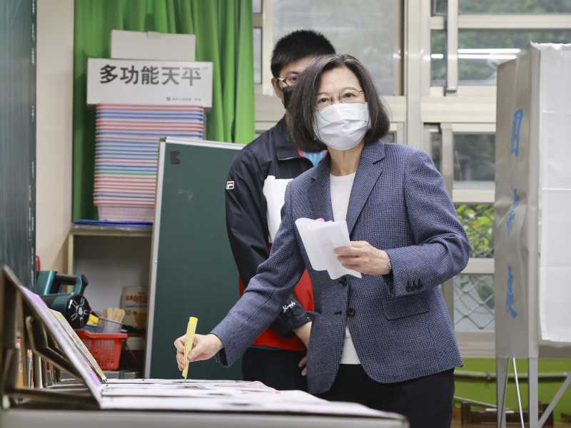 La presidente taiwanese Tsai Ing-wen, foto di Chang Hao-an, Pool Photo, via AP, via LaPresse&nbsp;<br />