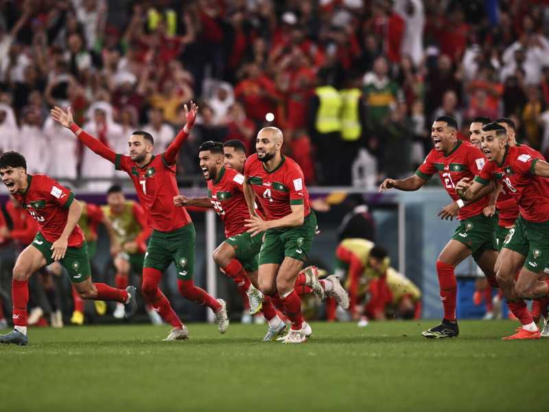 Il Marocco festeggia il passaggio ai quarti di finale (LaPresse)
