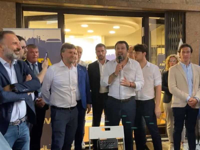 Matteo Salvini, durante un evento elettorale a Padova, 03 giugno 2022 (Foto da Facebook)&nbsp;<br />