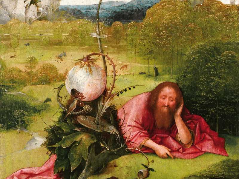 “San Giovanni Battista in meditazione”, una delle opere di Bosch dal Museo Lázaro Galdiano di Madrid esposte a Palazzo Reale (Wikipedia) <br />