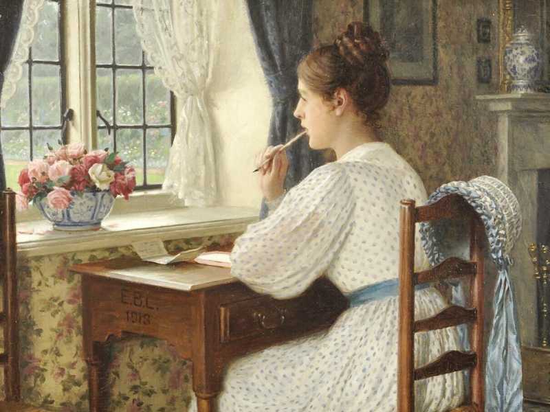 Edmund Blair Leighton, Writing Letter by the Window <br />