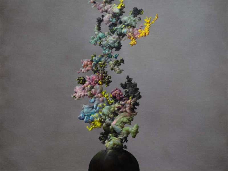 Enrico Minguzzi, Monumento fiore. Olio su resina epossidica su lino, 100x80x4 cm, 2022&nbsp;<br />