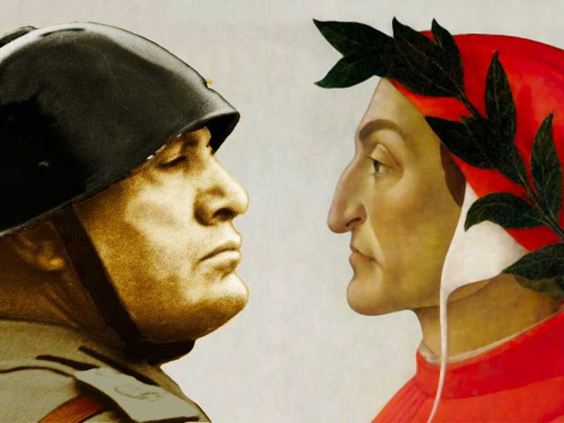 &nbsp;Mussolini e Dante, elaborazione grafica Enrico Cicchetti / Il Foglio