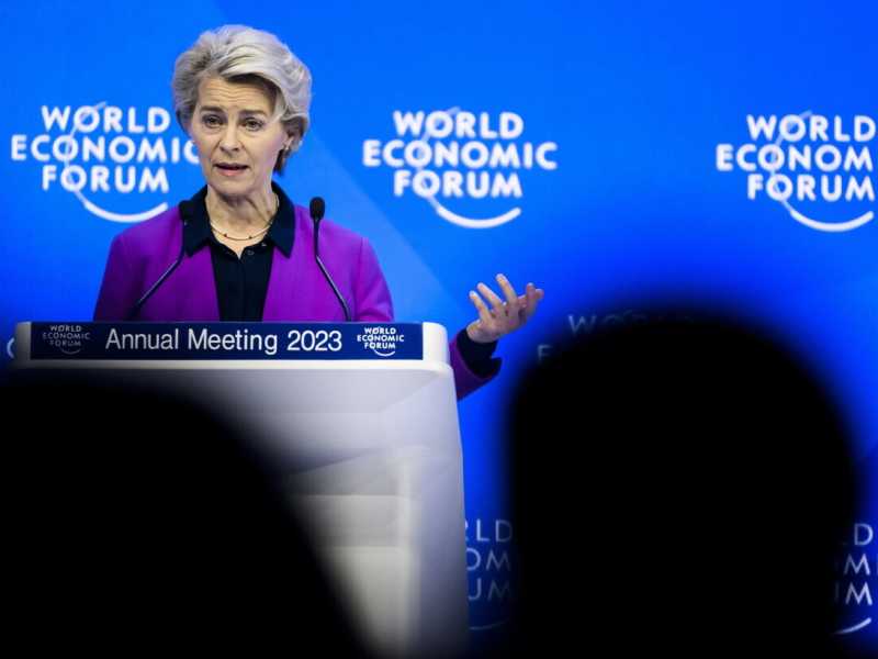 Ursula von der Leyen al Forum economico di Davos (Ansa)