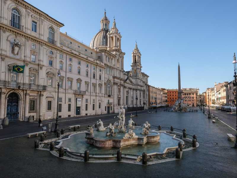 Piazza Navona nel marzo del 2020 (Ansa)