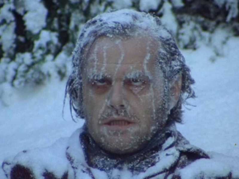 "Jack" Torrance interpretato da Jack Nicholson nell'adattamento cinematografico del romanzo di Stephen King "Shining" del 1980 <br />