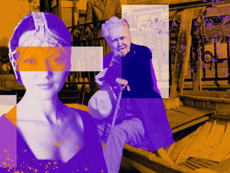 Ezra Pound a Rapallo e Patrizia Valduga nell’elaborazione di Enrico Cicchetti da foto Olycom <br />