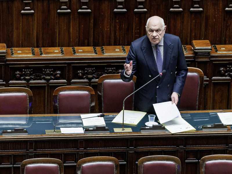 Carlo Nordio durante il question time alla Camera di ieri (Lapresse)