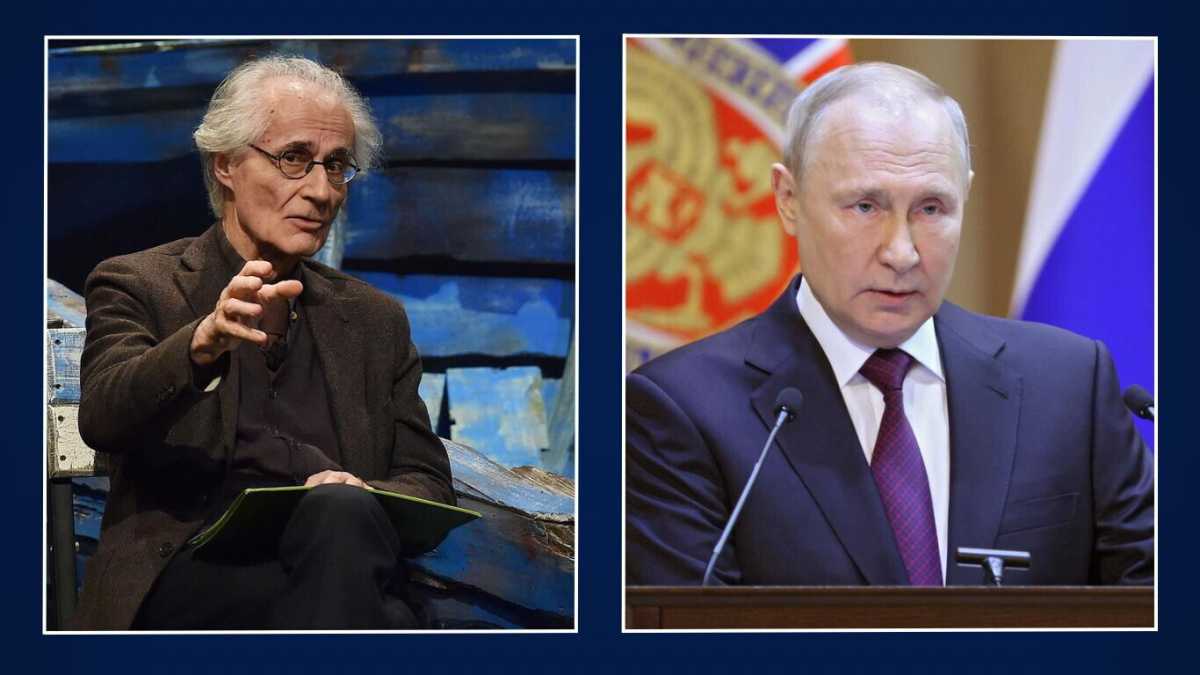 Immagine di Canfora come Putin. Manipolare la storia per difendere l'invasione russa