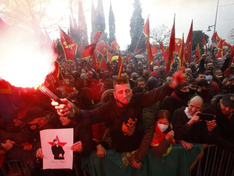Proteste a Podgorica nel 2020 (LaPresse) <br />