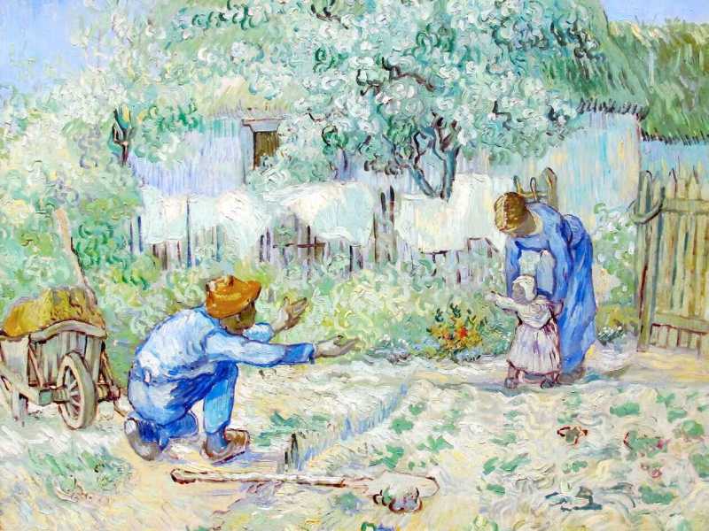 Vincent van Gogh, Primi passi, da Millet. 1890, olio su tela. Immagine di pubblico dominio <br />