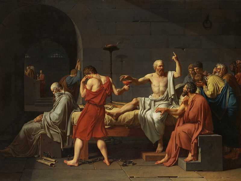 Jacques-Louis David, “La morte di Socrate”, 1787 (Wikipedia) <br />