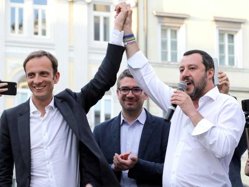 Massimiliano Fedriga con Matteo Salvini nel 2018 (Ansa)