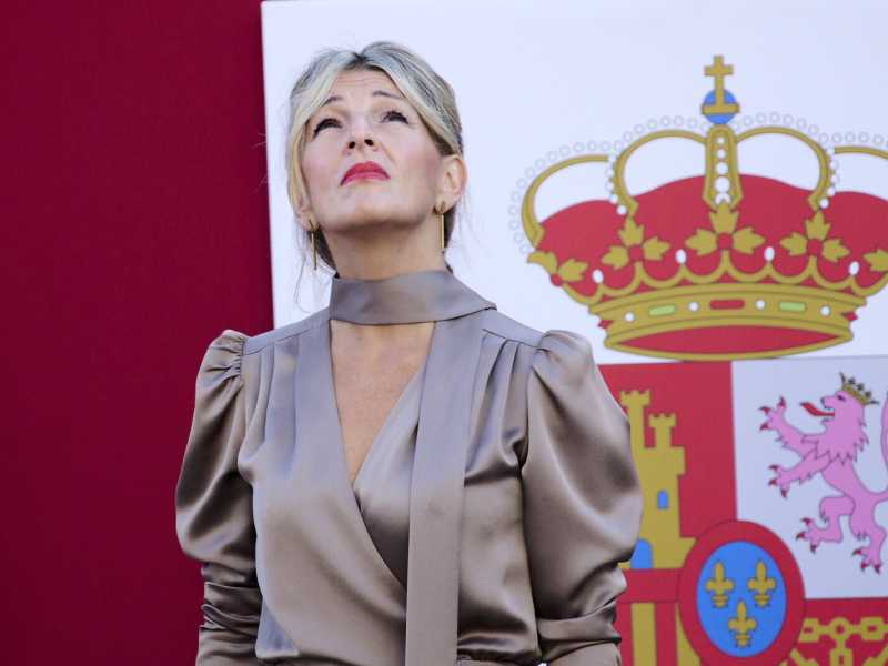 Yolanda Diaz alla parata militare del 12 ottobre 2022 a Madrid, Spagna (Foto di Carlos Alvarez/Getty Images)&nbsp;<br />