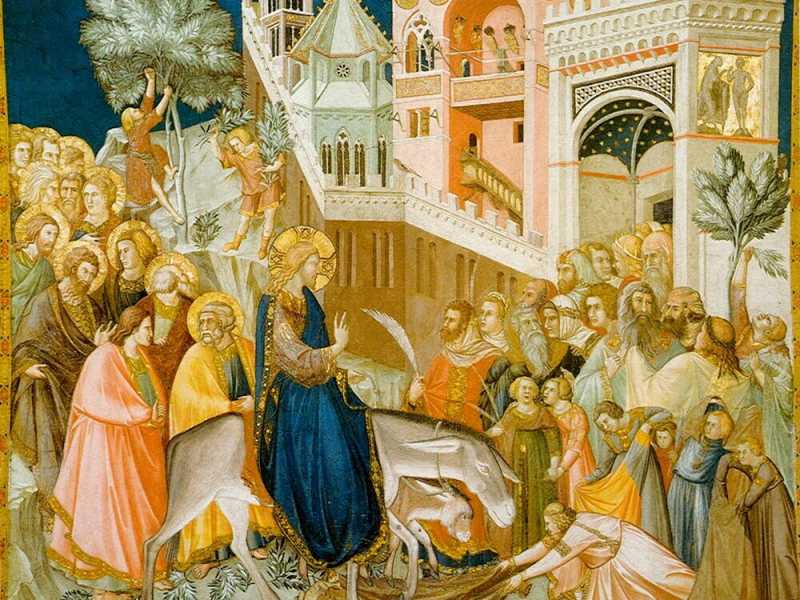 L'ingresso a Gerusalemme in un affresco del Lorenzetti (Wikipedia)