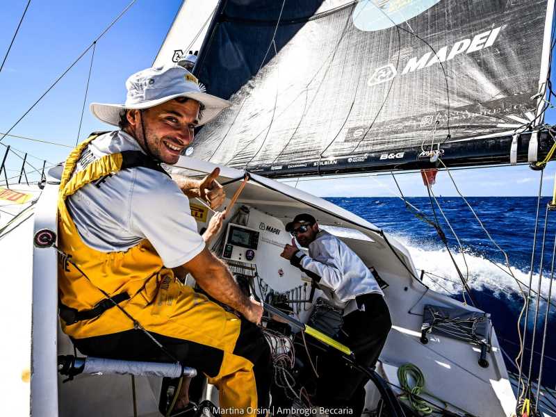 Ambrogio Beccaria a bordo di “Allagrande Pirelli” in una foto di Martina Orsini <br />
