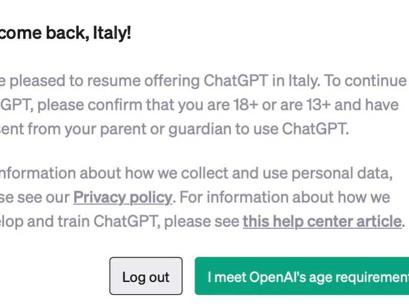 ChatGpt torna a funzionare anche in Italia