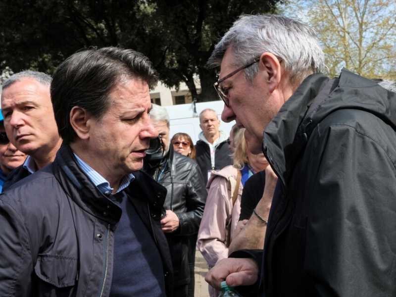 Giuseppe Conte e Maurizio Landini (Lapresse)