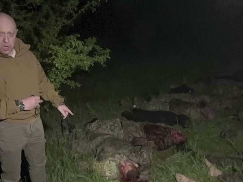 Un fermo immagine dal video in cui Prigozhin accusa i vertici dell'esercito russo