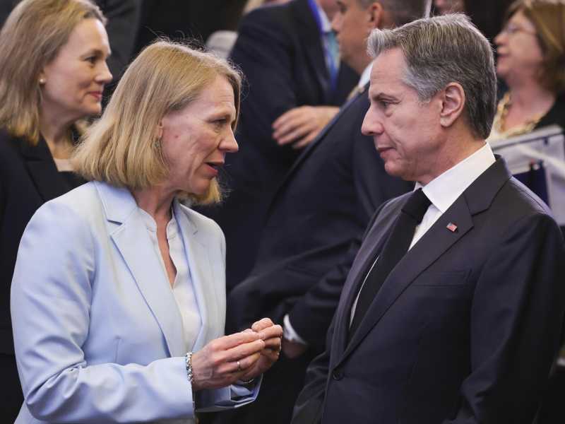 Anniken Huitfeldt con il segretario di stato americano Antony Blinken (Lapresse)