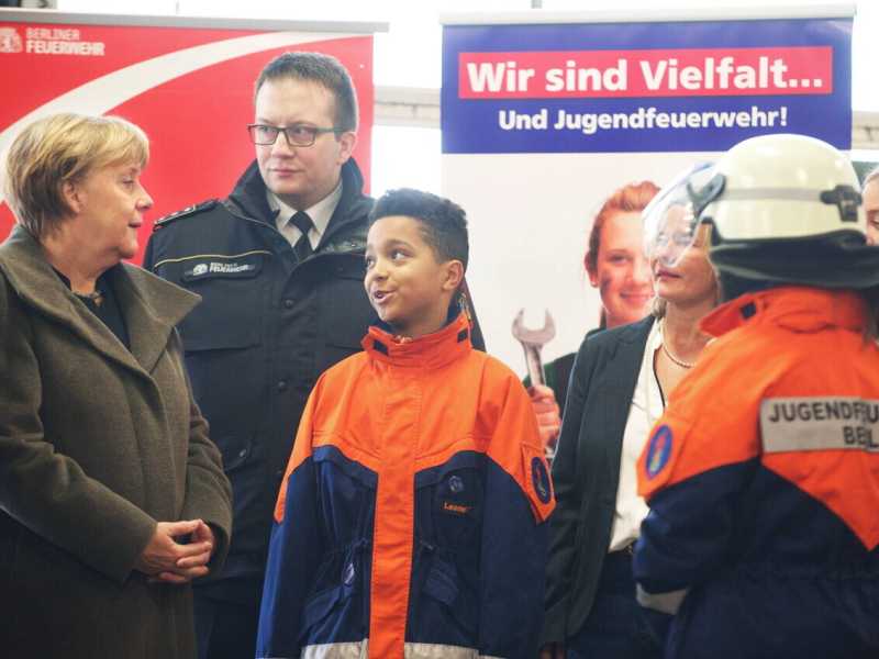 Angela Merkel, durante un evento sull'integrazione promosso dal governo tedesco (LaPresse)