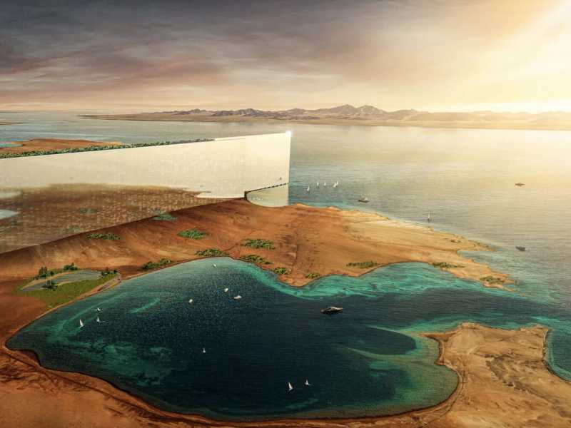 Un&rsquo;immagine del progetto The Line, la citt&agrave; &ldquo;lineare&rdquo; che il principe saudita Bin Salman vuole costruire sul Mar Rosso (dal sito neom.com)<br />