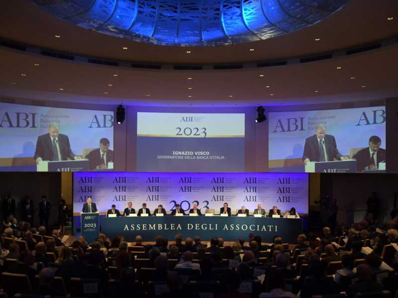Roma, 05 luglio. Assemblea degli Associati Abi 2023 (Ansa / Fabio Cimaglia)&nbsp;<br />