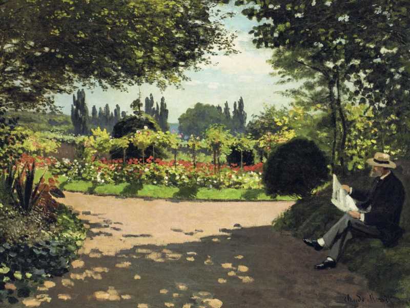 Claude Monet, "Adolphe Monet legge in giardino", 1866<br />