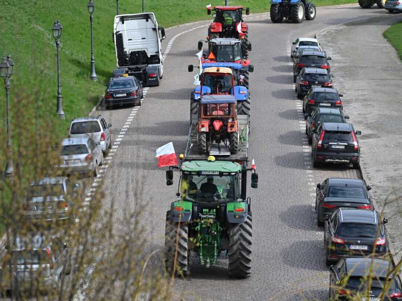 Le proteste degli agricoltori ucraini (Ansa)