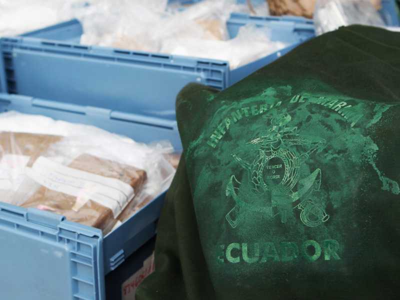 Pacchi di cocaina provenienti dall'Ecuador, confiscati ad Amburgo (Foto di Joern Pollex/Getty Images) <br />
