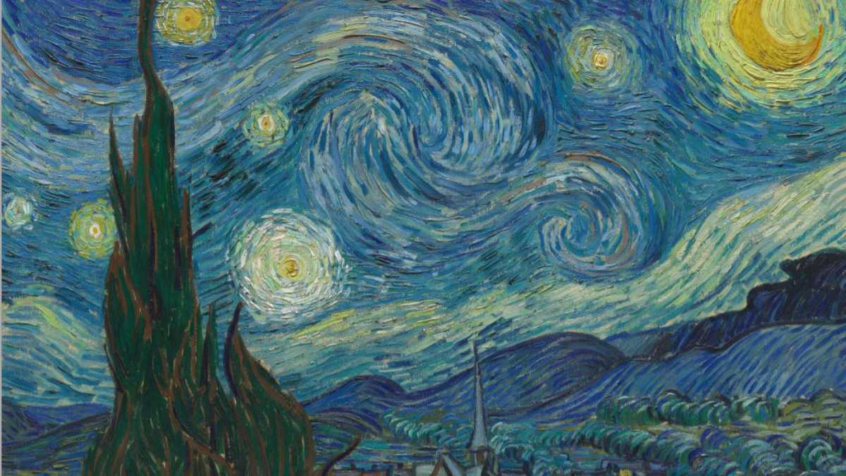 Immagine di Cipressi d'amore. Van Gogh li aggiunse di fantasia alla sua “Notte stellata”